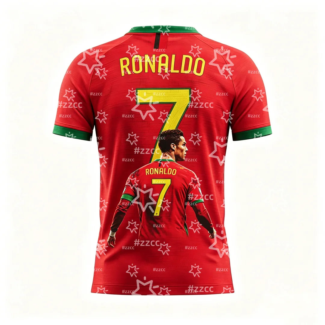 25-26 Ronaldo football jersey Portugal Football fan gift Summer Sports Men's T-Shirt Kid's Clothing Tee Woman cycling jersey 
