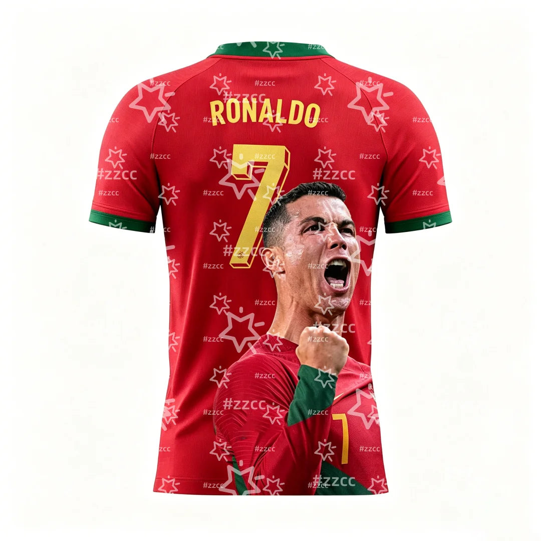 25-26 Ronaldo football jersey Portugal Football fan gift Summer Sports Men's T-Shirt Kid's Clothing Tee Woman cycling jersey 