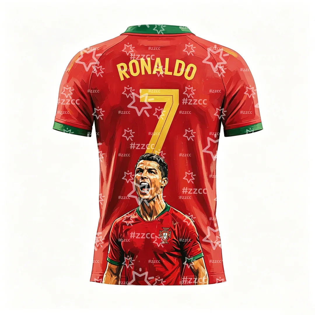 25-26 Ronaldo football jersey Portugal Football fan gift Summer Sports Men's T-Shirt Kid's Clothing Tee Woman cycling jersey 
