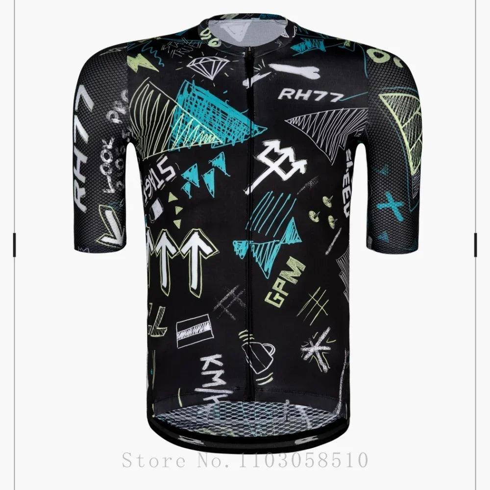 RH77 Men Cycling Jersey Short Sleeve Pro Men Cycling Clothing MTB Road Bike Jersey High Quality Bicycle Maillot Ciclismo Hombre