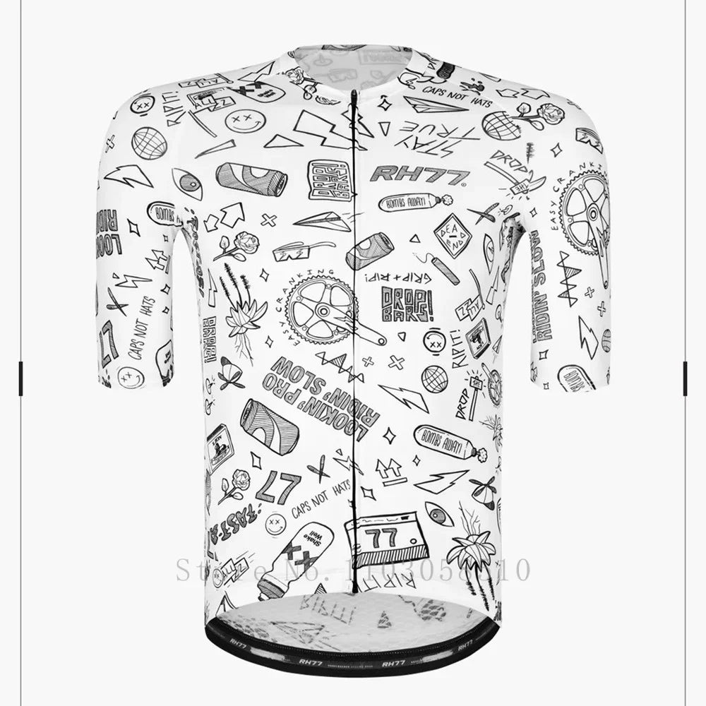 RH77 Men Cycling Jersey Short Sleeve Pro Men Cycling Clothing MTB Road Bike Jersey High Quality Bicycle Maillot Ciclismo Hombre