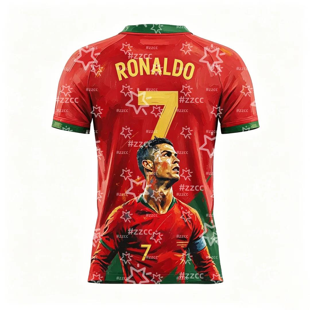 25-26 Ronaldo football jersey Portugal Football fan gift Summer Sports Men's T-Shirt Kid's Clothing Tee Woman cycling jersey ﻿